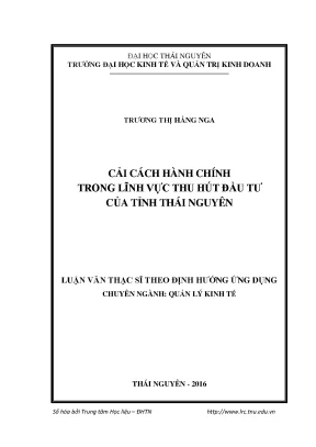 Luận văn cải cách hành chính trong lĩnh vực thu hút đầu tư của tỉnh thái nguyên