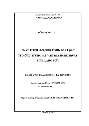 Luận văn phát triển chương trình đào tạo ở trường trung cấp văn hóa nghệ thuật tỉnh lạng sơn