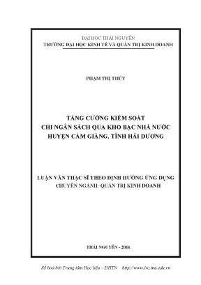 Luận văn tăng cường kiểm soát chi ngân sách qua kho bạc nhà nước huyện cẩm giàng tỉnh hải dương