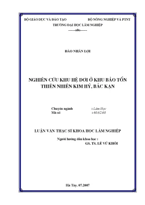 Luận văn nghiên cứu hệ dơi ở khu bảo tồn thiên nhiên kim hỷ bắc kạn