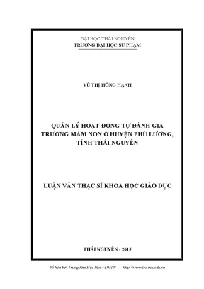 Luận văn quản lý hoạt động tự đánh giá trường mầm non ở huyện phú lương tỉnh thái nguyên