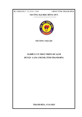 Luận văn nghiên cứu phát triển du lịch huyện lang chánh tỉnh thanh hóa