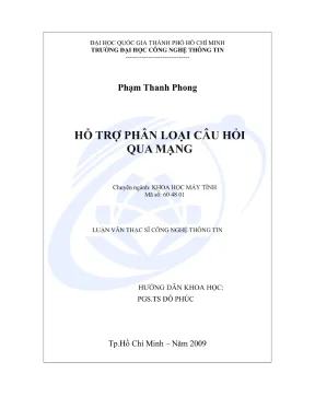 Luận văn thạc sĩ công nghệ thông tin hỗ trợ phân loại câu hỏi qua mạng