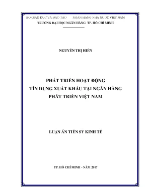 Luận án tiến sĩ kinh tế phát triển hoạt động tín dụng xuất khẩu tại ngân hàng phát triển việt nam
