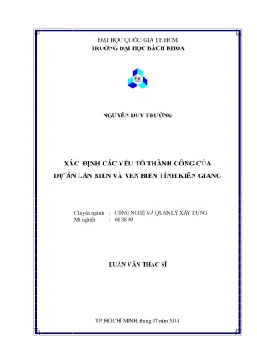 Luận văn thạc sĩ quản lý xây dựng xác định các yếu tố thành công của dự án lấn biển và ven biển tỉnh kiên giang