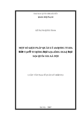 Luận văn một số biện pháp quản lý chương trình đào tạo ở trường đại học công nghệ đại học quốc gia hà nội