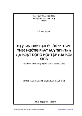 Luận văn dạy học giới hạn ở lớp 11 thpt theo hướng phát huy tính tích cực hoạt động học tập của học sinh