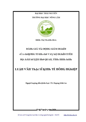 Luận văn đánh giá tác động giảm nghèo của chương trình cho vay hộ nghèo trên địa bàn huyện nho quan tỉnh ninh bình