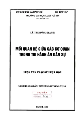 Luận văn thạc sĩ luật học mối quan hệ giữa các cơ quan trong thi hành án dân sự