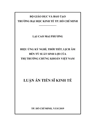 Luận văn hiệu ứng kỳ nghỉ thời tiết lịch âm đến tỷ suất sinh lợi của thị trường chứng khoán việt nam