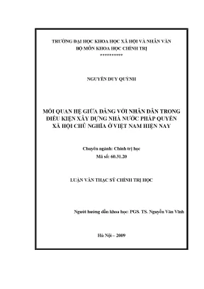 Luận văn thạc sĩ mối quan hệ giữa đảng viên với nhân dân trong điều kiện xây dựng nhà nước pháp quyền xã hội chủ nghĩa ở việt nam hiện nay