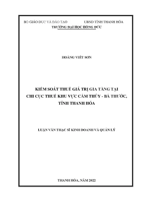 Luận văn kiểm soát thuế giá trị gia tăng tại chi cục thuế khu vực cẩm thủy bá thước tỉnh thanh hóa