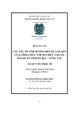 Luận văn thạc sĩ các yếu tố ảnh hưởng đến sự gắn kết của công chức với tổ chức tại cục hải quan tỉnh bà rịa vũng tàu