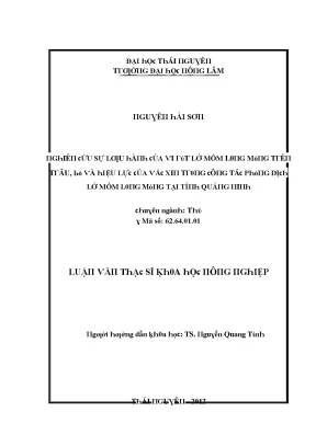 Luận văn nghiên cứu sự lưu hành của vi rút lở mồm long móng trên trâu bò và hiệu lực của vắc xin trong công tác phòng dịch lở mồm long móng tại tỉnh quảng ninh