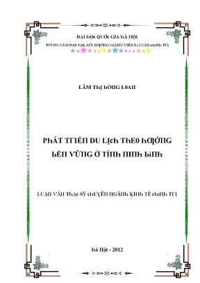 Luận văn phát triển du lịch theo hướng bền vững ở tỉnh ninh bình