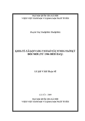 Luận văn kinh tế xã hội vùng ven đô hồ tây trong thời kỳ đổi mới từ 1986 đến nay
