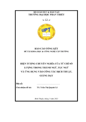 Hiện tượng chuyển nghĩa của từ chỉ số lượng trong thành ngữ tục ngữ và ứng dụng vào công tác dịch thuật giảng dạy tiếng anh