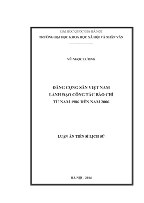 Luận án tiến sĩ đảng cộng sản việt nam lãnh đạo công tác báo chí từ năm 1986 đến năm 2006