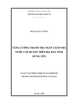 Luận văn tăng cường thanh tra ngân sách nhà nước cấp huyện trên địa bàn tỉnh hưng yên