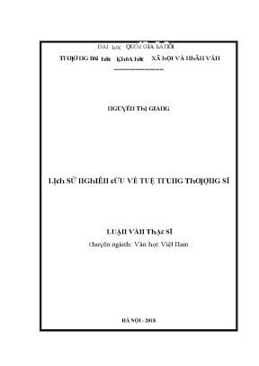 Luận văn lịch sử nghiên cứu về tuệ trung thượng sĩ