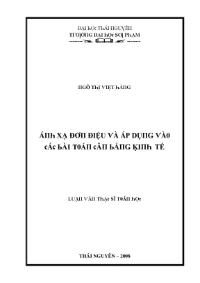 Luận văn ánh xạ đơn điệu và áp dụng vào các bài toán cân bằng kinh tế