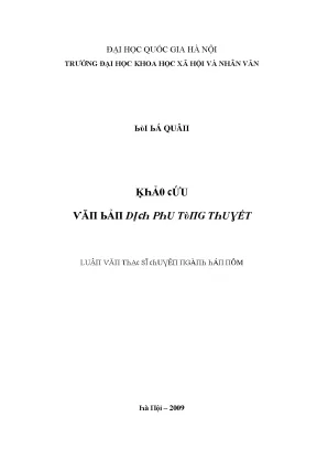 Luận văn khảo cứu văn bản dịch phu tùng thuyết