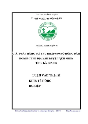 Luận văn giải pháp nâng cao thu nhập cho hộ nông dân nghèo trên địa bàn huyện yên minh tỉnh hà giang