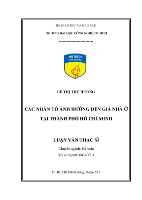 Luận văn các nhân tố ảnh hưởng đến giá nhà ở tại thành phố hồ chí minh