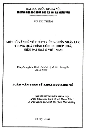 Luận văn thạc sĩ kinh tế chính trị một số vấn đề về phát triển nguồn lực trong quá trình công nghiệp hoá hiện đại hoá ở việt nam