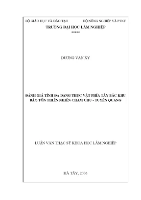 Luận văn đánh giá tính đa dạng thực vật phía tây bắc khu bảo tồn thiên nhiên chạm chu tuyên quang