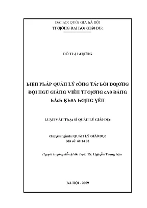 Luận văn biện pháp quản lý công tác bồi dưỡng đội ngũ giảng viên trường cao đẳng bách khoa hưng yên