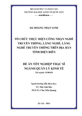 Luận văn thạc sĩ quản lý kinh tế tổ chức thực hiện công nhận nghề truyền thống làng nghề làng nghề truyền thống trên địa bàn tỉnh điện biên