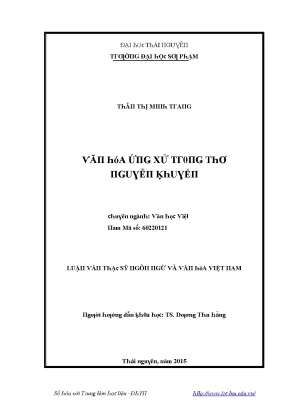 Luận văn văn hóa ứng xử trong thơ nguyễn khuyến