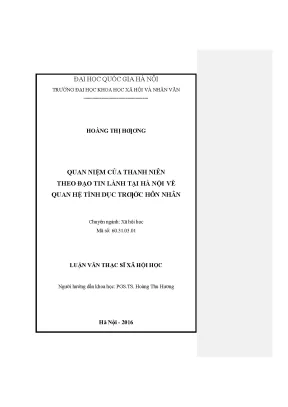 Luận văn quan niệm của thanh niên theo đạo tin lành tại hà nội về quan hệ tình dục trước hôn nhân