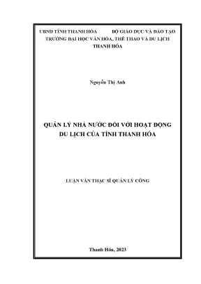 Luận văn thạc sĩ quản lý công quản lý nhà nước đối với hoạt động du lịch của tỉnh thanh hoá