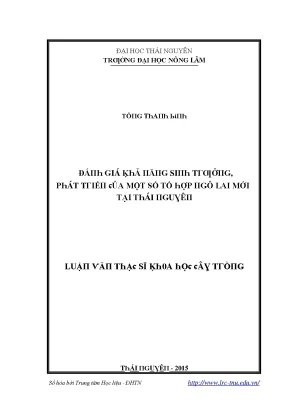 Luận văn đánh giá khả năng sinh trưởng phát triển của một số tổ hợp ngô lai mới tại thái nguyên