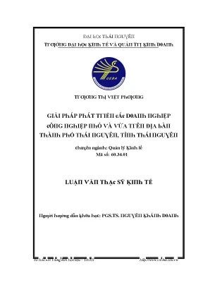 Luận văn giải pháp phát triển các doanh nghiệp công nghiệp nhỏ và vừa trên địa bàn thành phố thái nguyên tỉnh thái nguyên