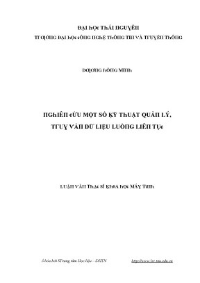 Luận văn nghiên cứu một số kỹ thuật quản lý truy vấn dữ liệu luồng liên tục