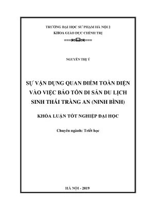 Luận văn sự vận dụng quan điểm toàn diện vào việc bảo tồn di sản du lịch sinh thái tràng an ninh bình