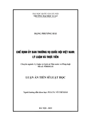 Luận án tiến sỹ chế định ủy ban thường vụ quốc hội việt nam lý luận và thực tiễn