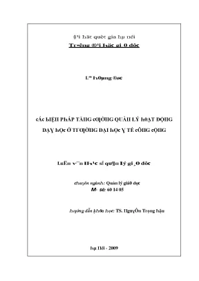 Luận văn các biện pháp tăng cường quản lý hoạt động dạy học ở trường đại học y tế công cộng