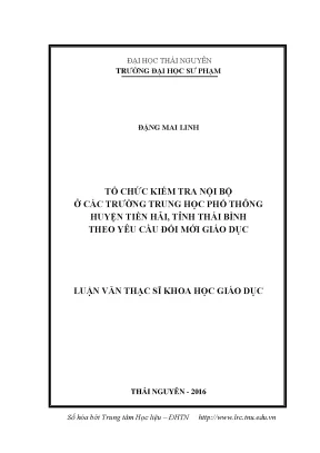 Luận văn tổ chức kiểm tra nội bộ ở các trường trung học phổ thông huyện tiền hải tỉnh thái bình theo yêu cầu đổi mới giáo dục