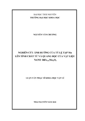 Luận văn thạc sĩ nghiên cứu ảnh hưởng của tỷ lệ tạp mn lên tính chất từ và quang học của vật liệu nano bife1 xmnxo3