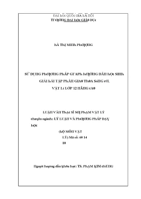 Luận văn sử dụng phương pháp graph hướng dẫn học sinh giải bài tập phần giao thoa sóng sơ vật lý lớp 12 nâng cao