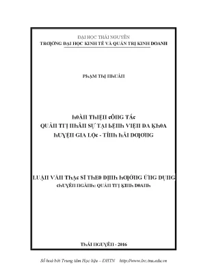 Luận văn hoàn thiện công tác quản trị nhân sự tại bệnh viện đa khoa huyện gia lộc tỉnh hải dương