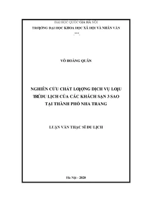 Luận văn thạc sĩ nghiên cứu chất lượng dịch vụ lưu trú du lịch của các khách sạn 3 sao tại thành phố nha trang
