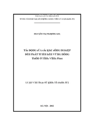 Luận văn tác động của các khu công nghiệp đến phát triển bền vững nông thôn ở tỉnh vĩnh phúc