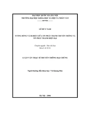 Luận văn thạc sĩ tương đồng và dị biệt giữa tin phát thanh truyền thống và tin phát thanh hiện đại