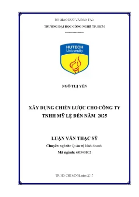 Luận văn ây dựng chiến lược cho công ty tnhh mỹ lệ đến năm 2025