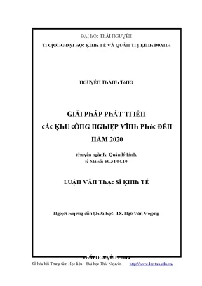 Luận văn giải pháp phát triển các khu công nghiệp vĩnh phúc đến năm 2020